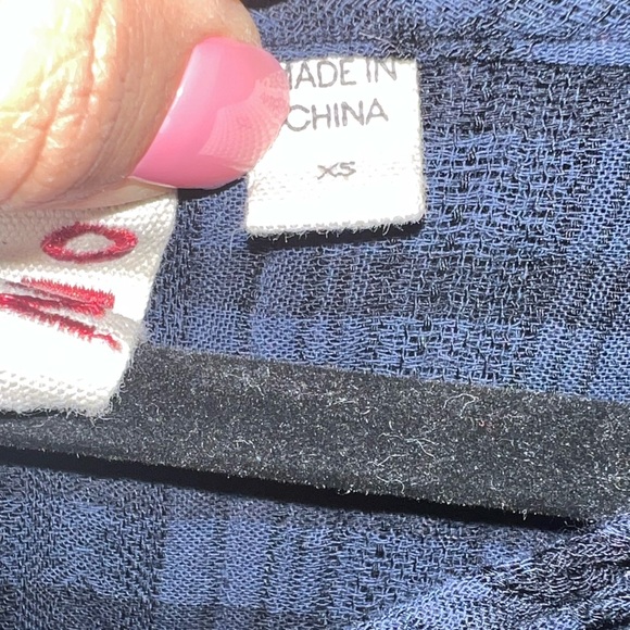 Anthropologie dolan blue plaid ruffle sleeve v neck - Picture 5 of 5